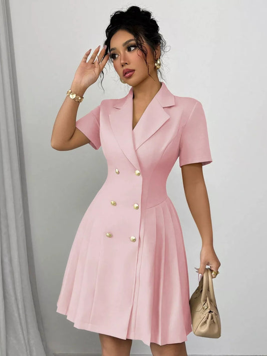 Double-Breasted Pleated Blazer Dress — women's cocktail dress Australia