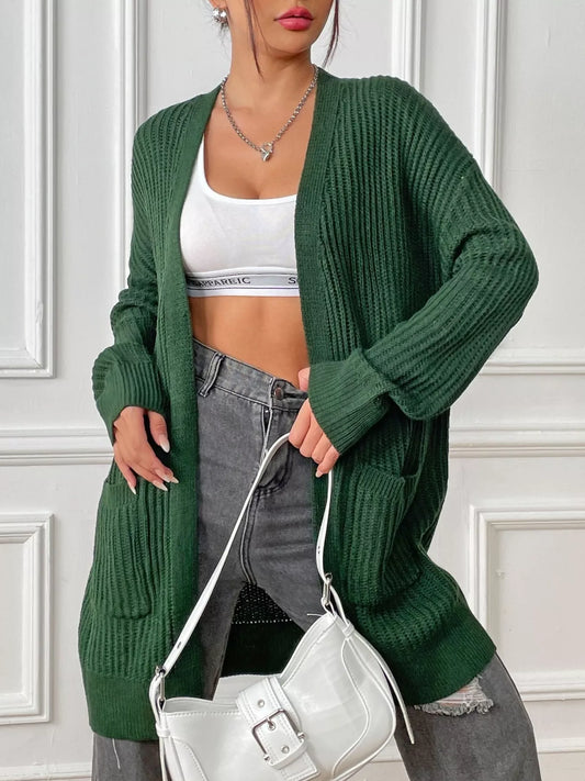 Women's Open Front Drop Shoulder Cardigan — women's knit cardigan Australia