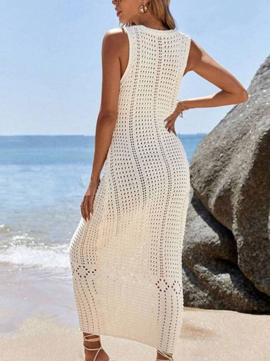 Women's Sleeveless Crochet Knit Dress — women's knitwear Australia
