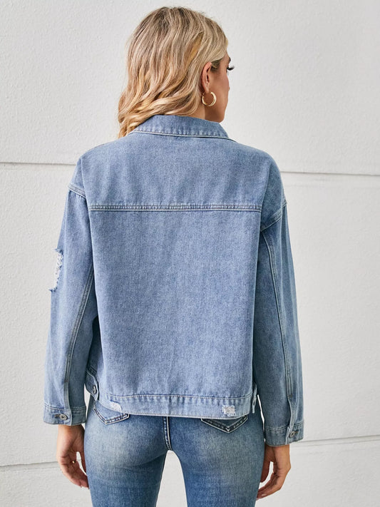 Snake Print Button Up Denim Jacket — women's jacket Australia