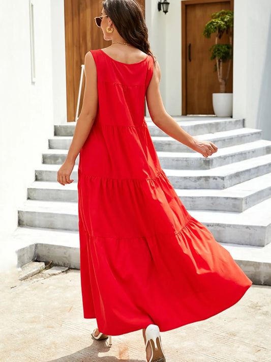 Sleeveless Tiered Maxi Tank Dress — women's maxi dress Australia