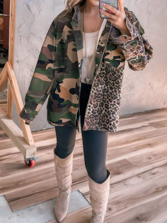 Camouflage Leopard Print Mixed Pattern Oversized Jacket β women's jacket Australia