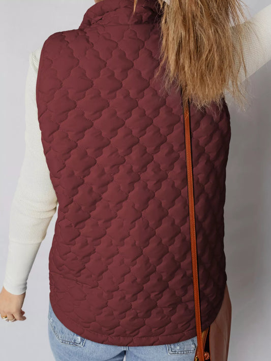 Quilted Snap Down Zip Up Vest Coat — women's vest Australia
