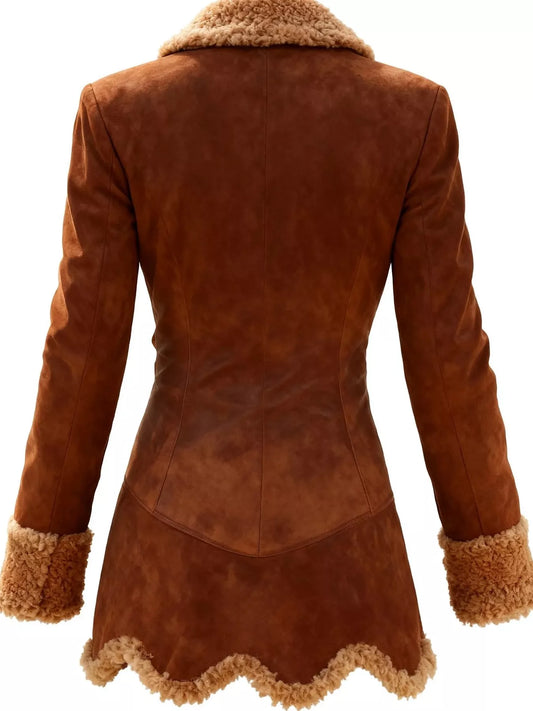Vintage Suede Sherpa Trimmed Winter Coat — women's coat Australia