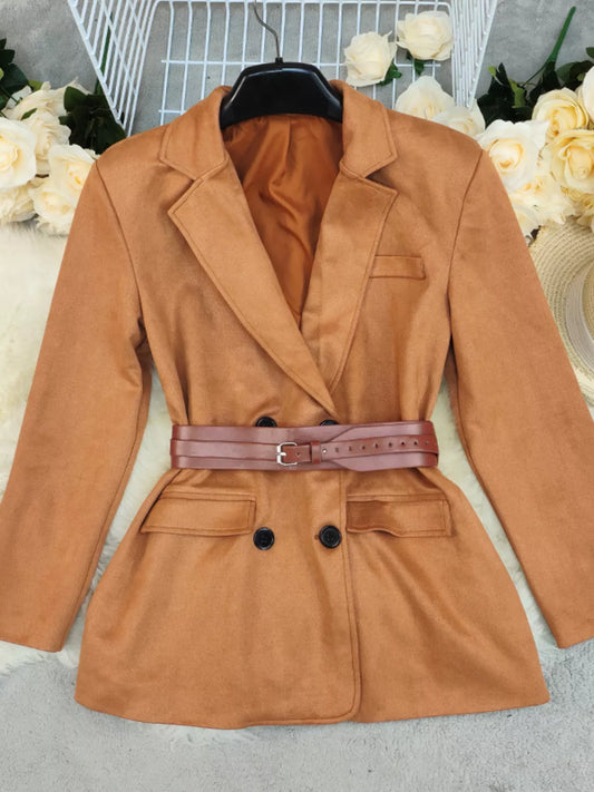 Double-Breasted Lapel Collar Blazer — women's blazer Australia