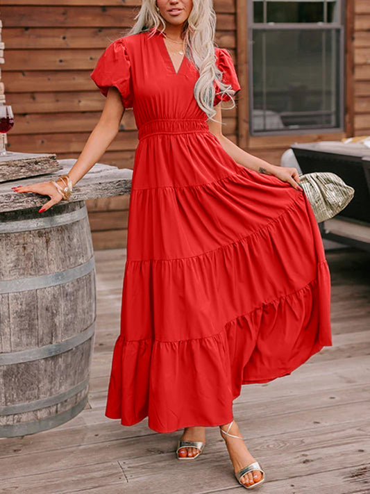 Puff Sleeve Tiered Maxi Dress — women's maxi dress Australia
