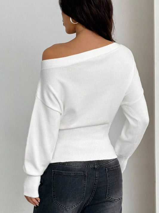 Women's One Shoulder Cropped Sweater — women's knitwear Australia