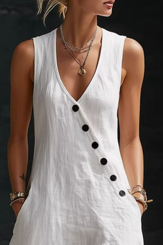 Sleeveless Button-Down Midi Dress — women's casual dress Australia