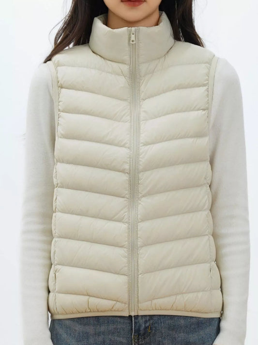 Quilted Zip Up Turtleneck Vest Coat — women's vest Australia