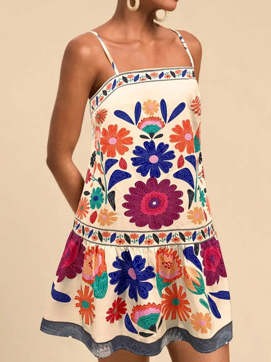Floral Print Sleeveless Mini Dress — women's casual dress Australia