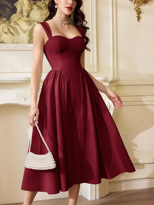 Sweetheart Neckline A-Line Midi Dress — women's cocktail dress Australia