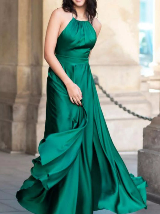 Halter Neck Slit Maxi Dress — women's maxi dress Australia