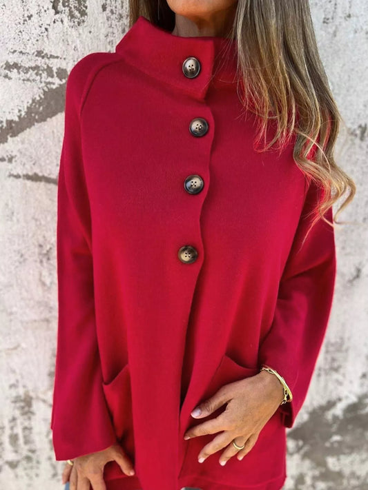Women's Collared Button Front Wrapped Cardigan — women's knitwear Australia