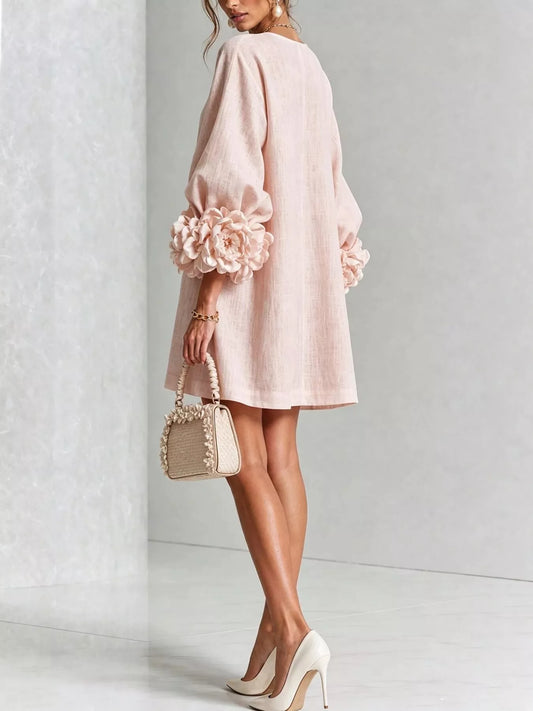 3D Floral 3/4 Sleeve Mini Dress — women's mini dress Australia