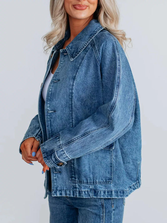 Button Up Raglan Sleeve Denim Jacket — women's jacket Australia