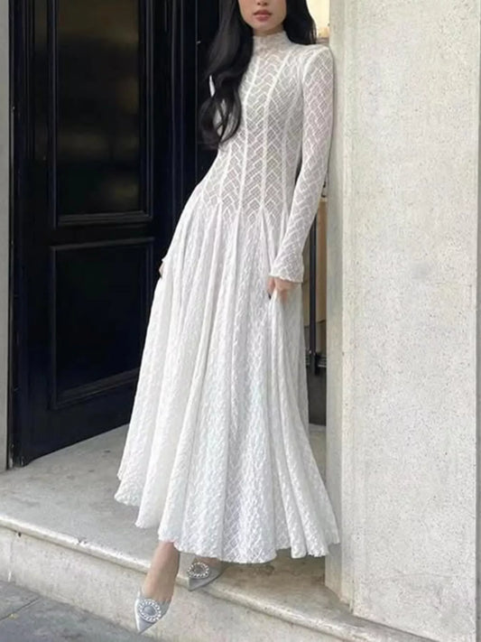 Lace Mock Neck Long Sleeve Maxi Dress — women's formal dress Australia