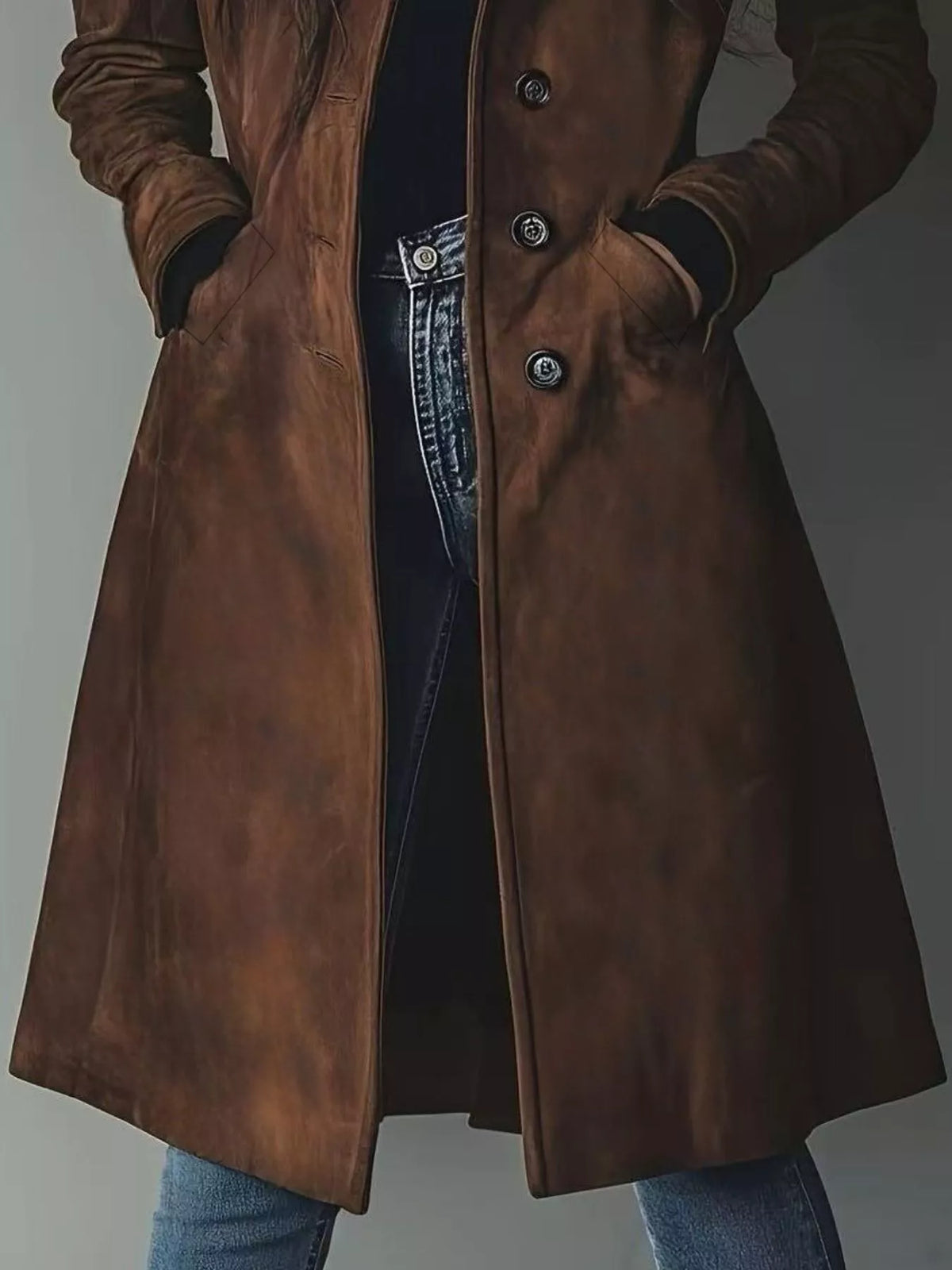 Button Up Long Sleeve Trench Coat — women's coat Australia