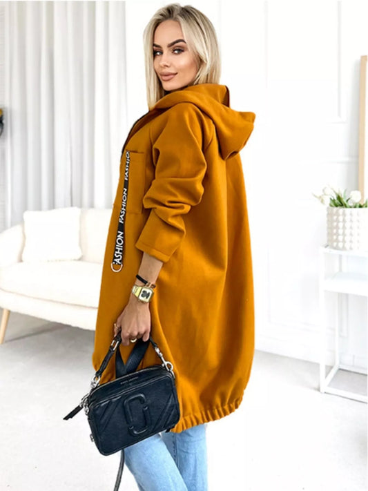 Full Size Zip Up Longline Hooded Outerwear Plus Size β women's outerwear Australia