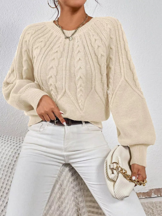 Women's Cable Knit Long Sleeve Sweater — women's knit sweater Australia