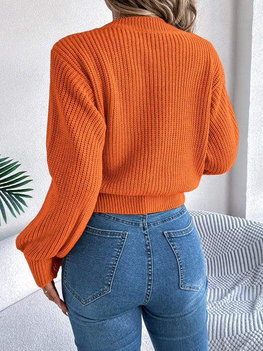 Cable Knit Diamond Pattern Long Sleeve Sweater — women's knit sweater Australia