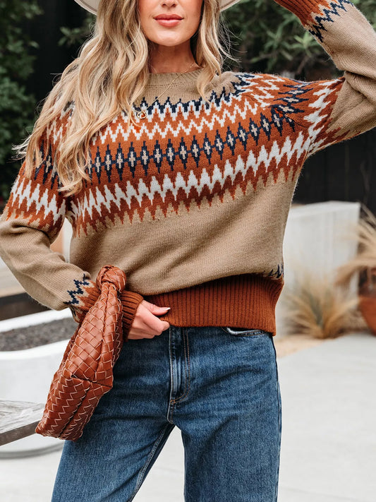 Women's Color Block Crew Neck Sweater — women's knitwear Australia