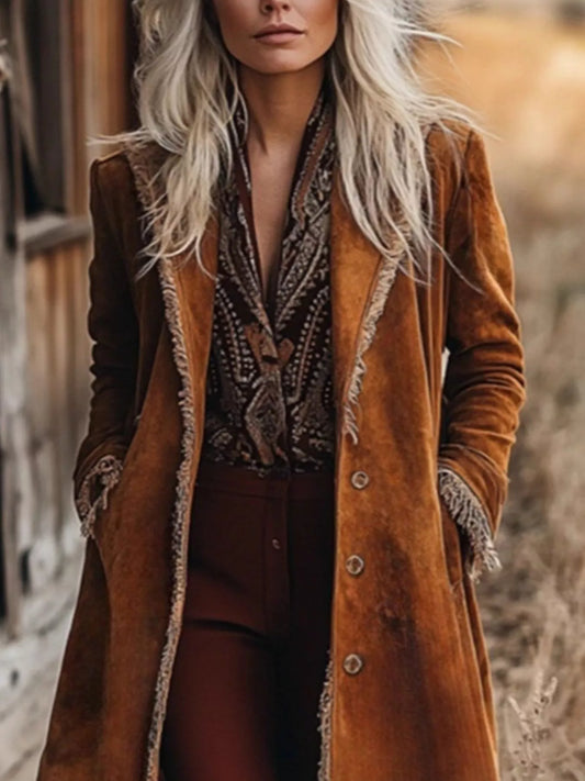 Fringe Trim Longline Outerwear — women's outerwear Australia