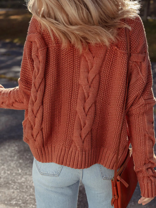 Cable-Knit Chunky Fit Slouchy Textured Sweater — women's knit sweater Australia