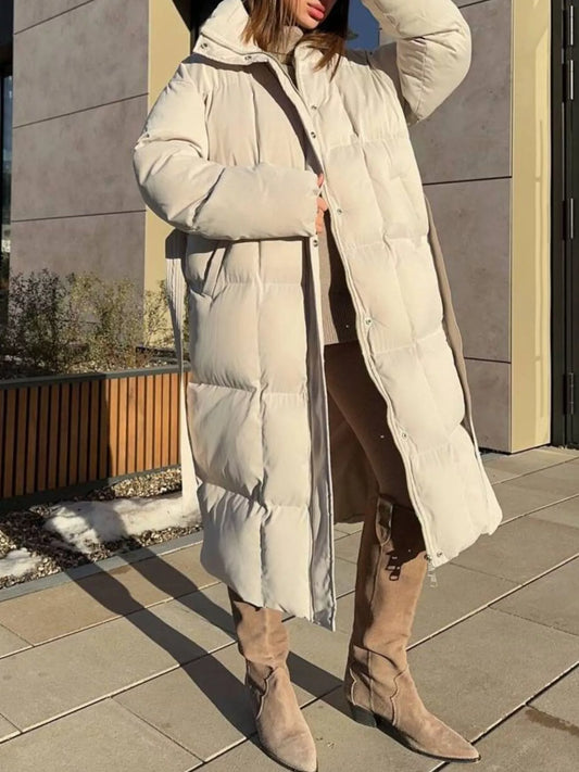 Longline Padded Winter Coat with Belted — women's coat Australia