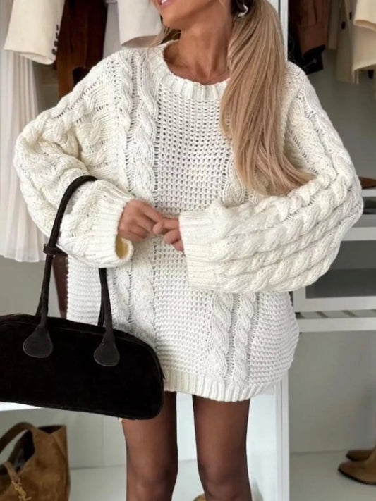 Women's Cable Knit Round Neck Oversized Sweater — women's knitwear Australia