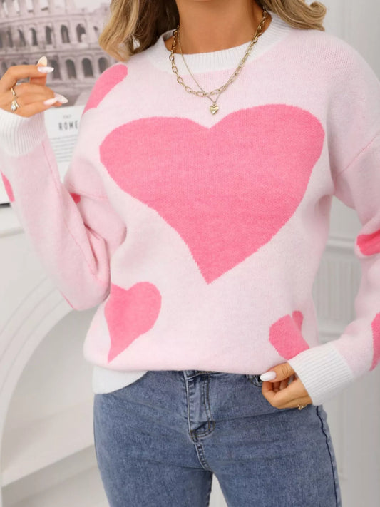 Women's Valentine's Day Heart Crew Neck Sweater — women's knitwear Australia