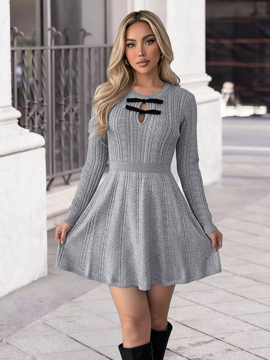 Women's Cable Knit A-Line Sweater Dress — women's knit sweater dress Australia