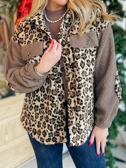 Leopard Print Teddy Fleece Jacket — women's jacket Australia
