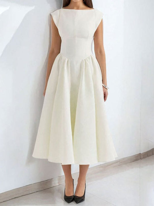 Full Size Cap Sleeve A-Line Midi Dress Plus Size — women's casual dress Australia