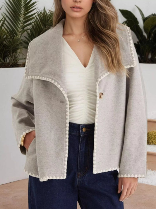 One Button Long Sleeve Outerwear — women's coat Australia