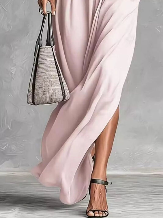 Slit Roll-Up Sleeve Maxi Dress — women's maxi dress Australia