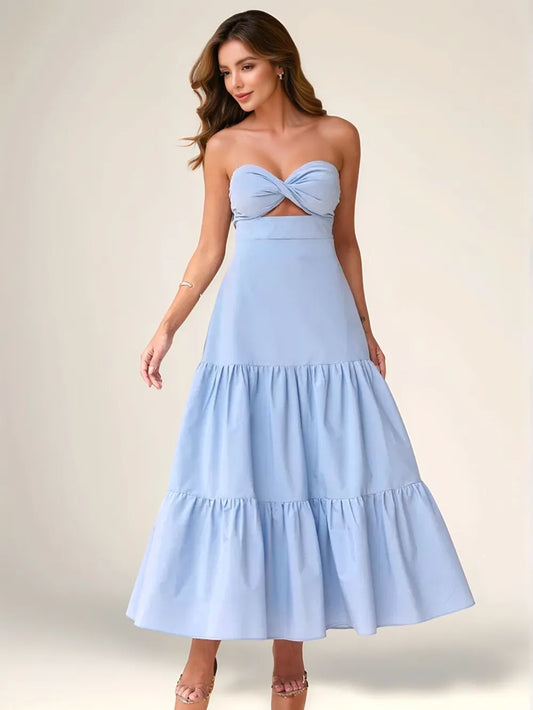 Twist Front Cutout Tiered Maxi Dress — women's maxi dress Australia