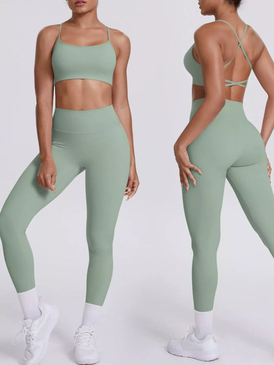 Criss-Cross Back Cami and Leggings Active Set — gym set Australia