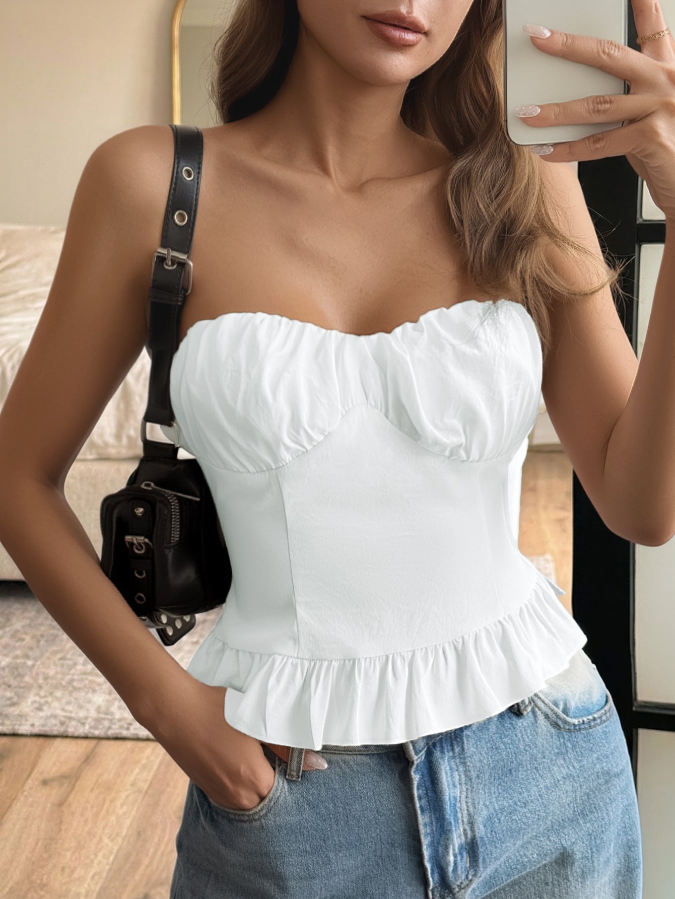 Ruffled Hem Tube Top — women's top Australia