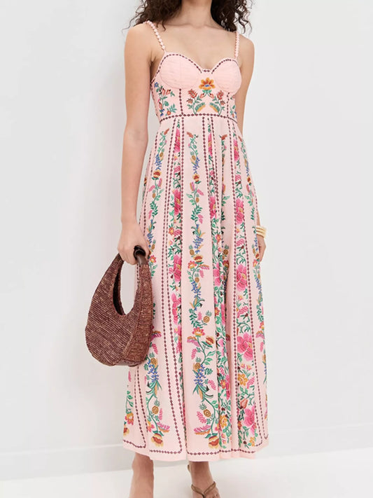 Floral Print Sweetheart Neck Dress — women's casual dress Australia