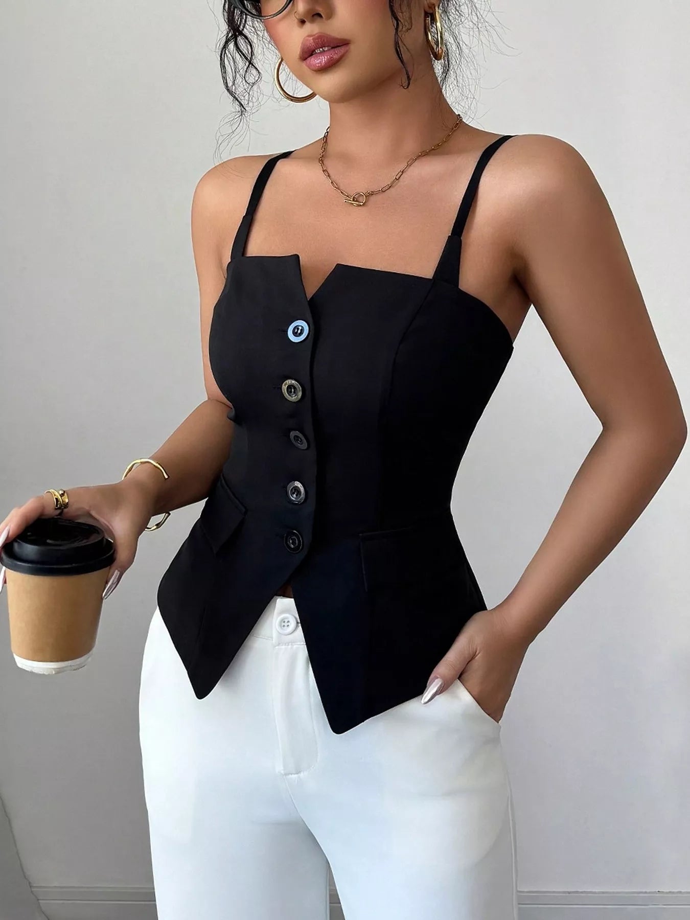 Button-Front Cami Top — women's cami Australia
