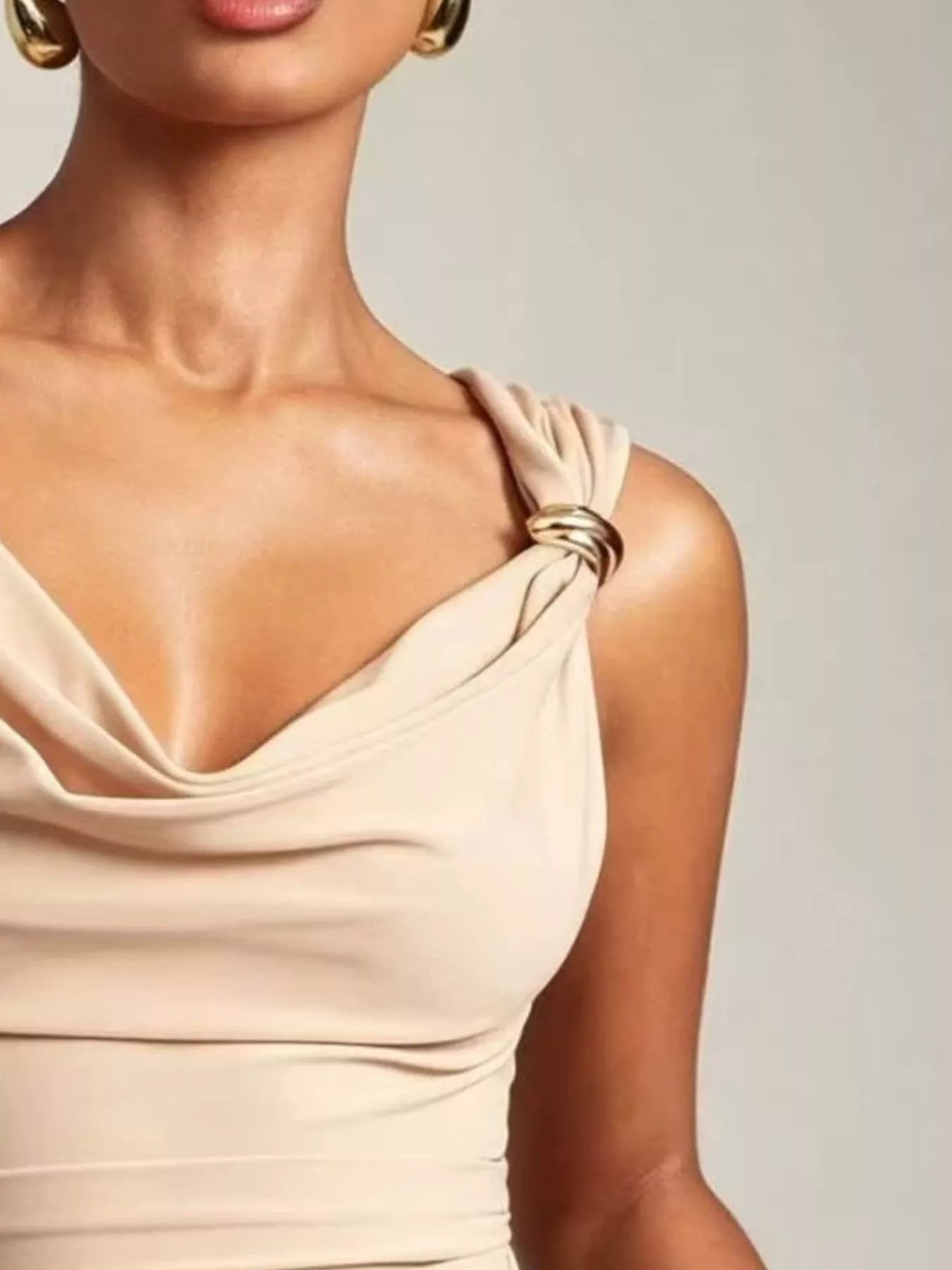 Cowl Neck Tank with Metal Ring Accents — women's tank top Australia