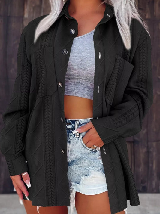 Button Up Long Sleeve Knit Outerwear — women's outerwear Australia
