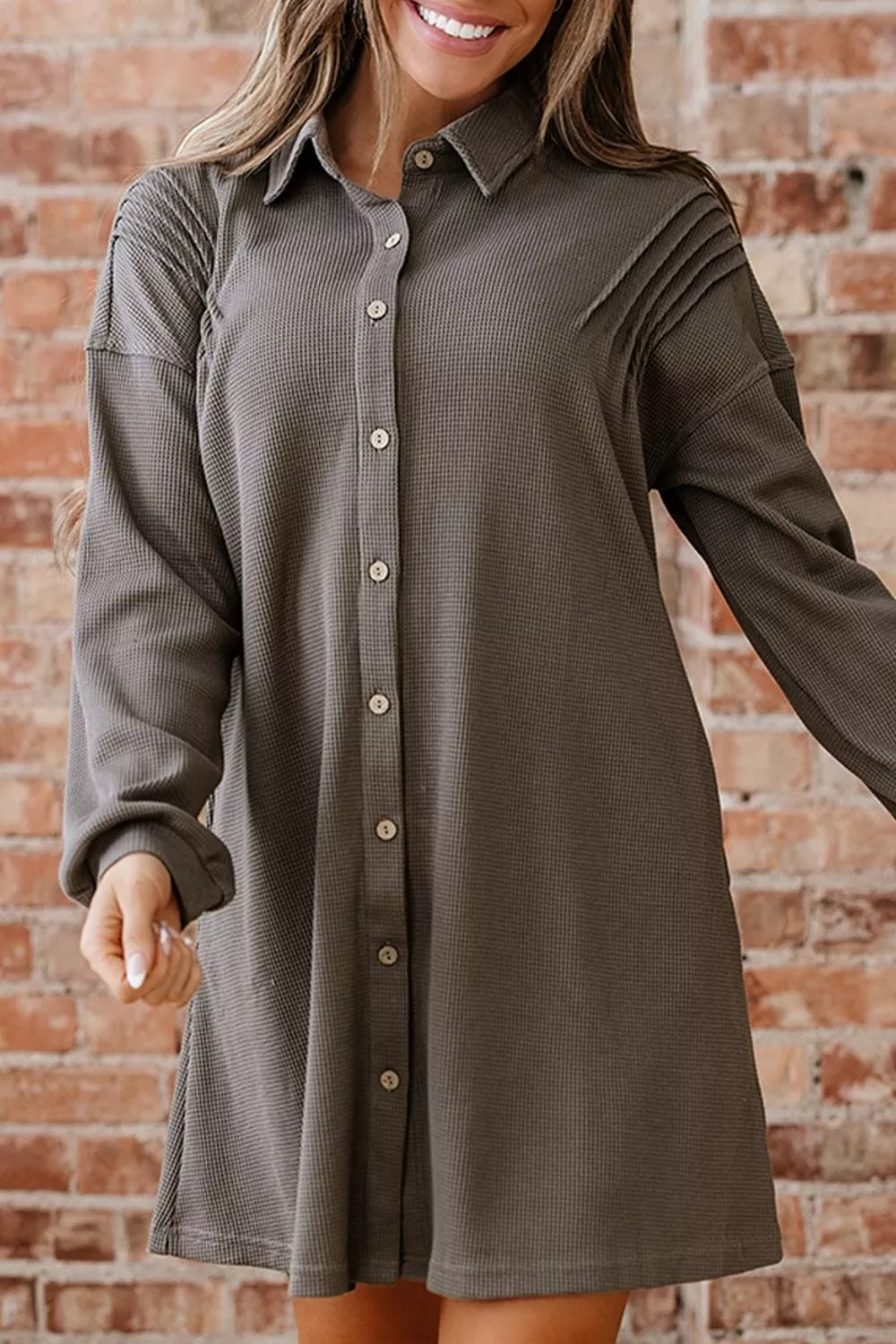 Women's Casual Button-Down Dress with Pockets — Chic and Unique AU