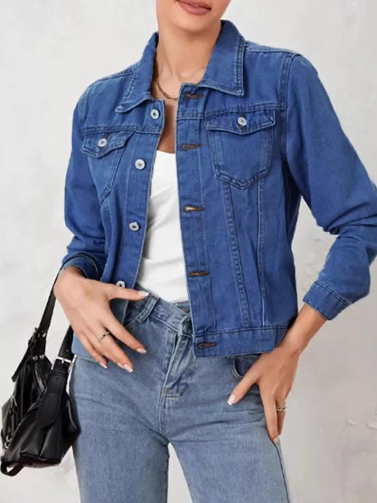 Button Up Long Sleeve Denim Jacket — women's jacket Australia