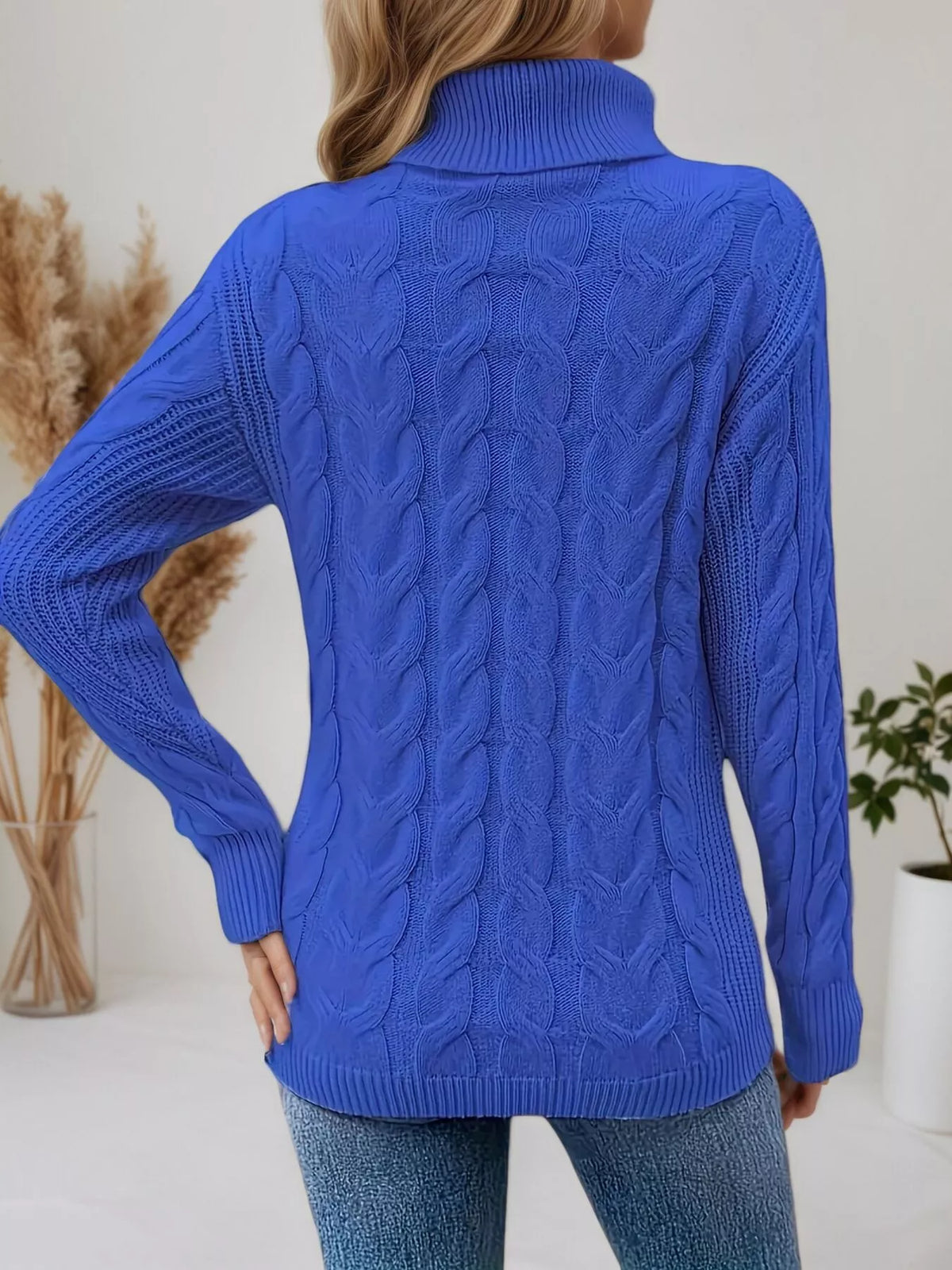 Women's Cable Knit Turtleneck Long Sleeve Sweater — women's knit sweater Australia