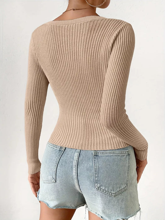 Women's Ribbed Knit Button-Up Cardigan — women's knitwear Australia