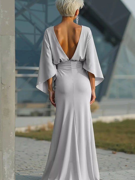 Batwing Sleeve Ruched Maxi Dress — women's formal dress Australia