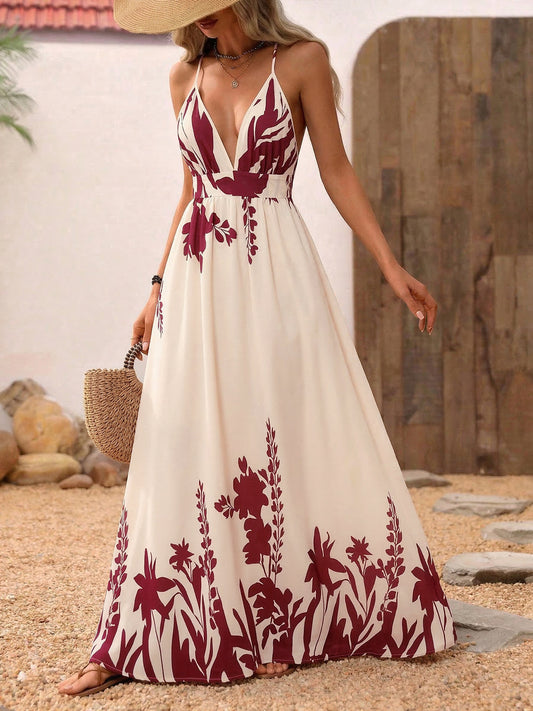 Deep V-Neck Spaghetti Strap Maxi Dress — women's casual dress Australia