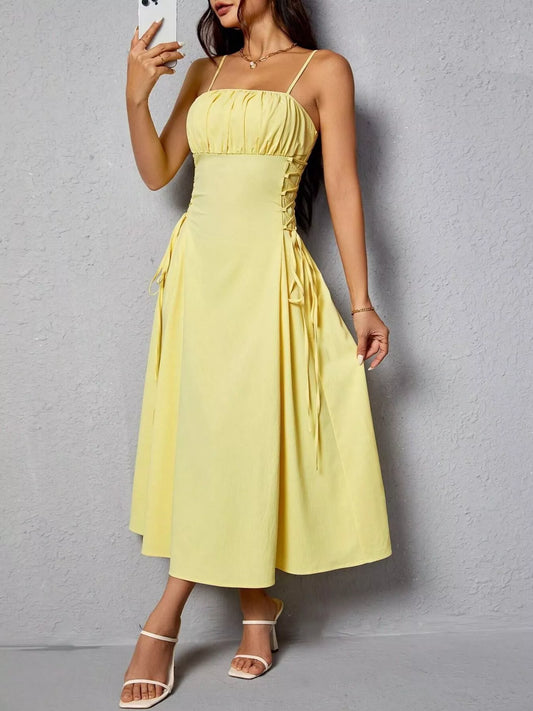 Lace-Up Side A-Line Cami Dress — women's casual dress Australia