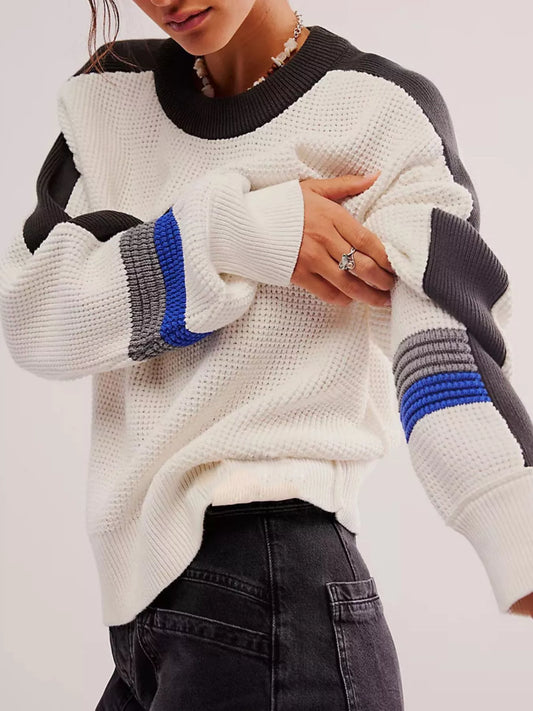 Women's Color Block Waffle Knit Sweater — women's knitwear Australia